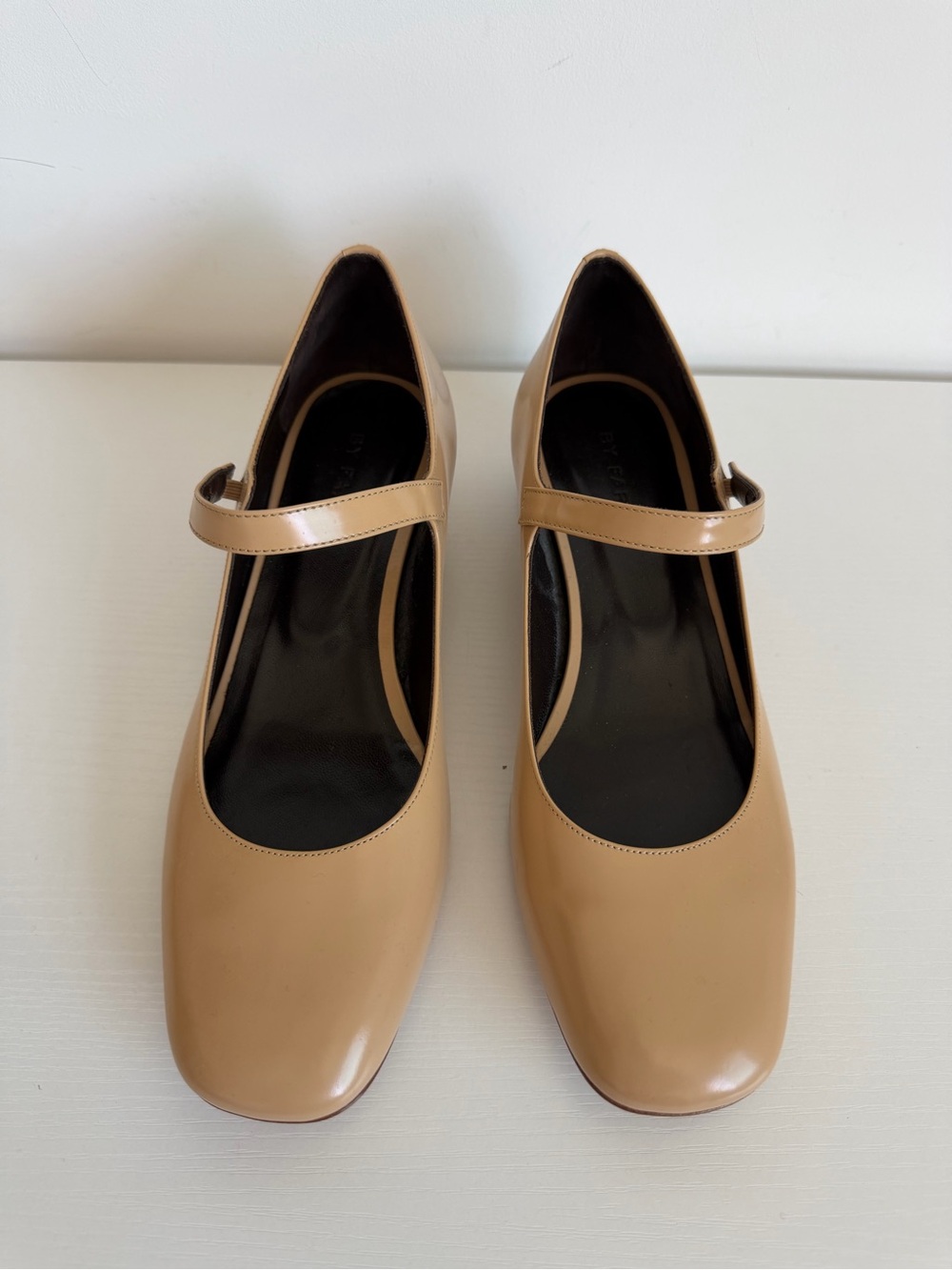 By Far 37 Ginny Mary Jane Pumps in Beige Nude Tan - Picture 2 of 9